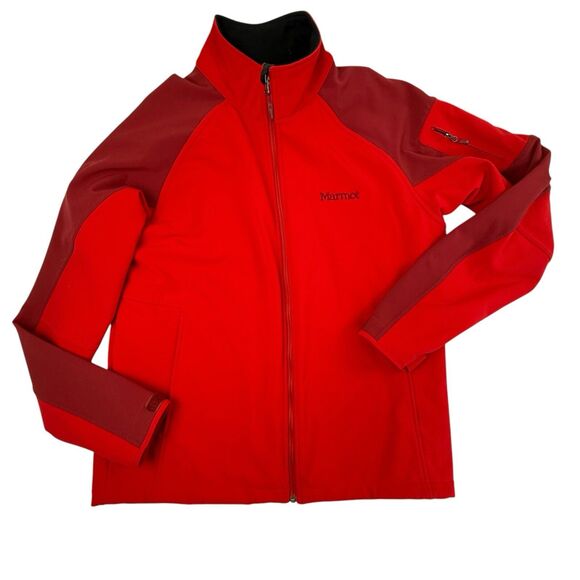 Marmot Gravity Softshell Jacket Men Size XL Red Fleece Lined Full Zip Red